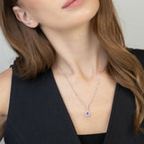 Collar colgante, Plata 925 bañada en rodio, Zirconia cúbica artificial