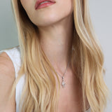 Collar colgante, Plata de Ley 925, Plata 925 bañada en rodio, Zirconia cúbica artificial