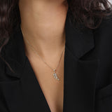Collar colgante, Bañado en oro, Zirconia cúbica artificial