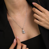 Collar colgante, Plata de Ley 925, Plata 925 bañada en rodio, Zirconia cúbica artificial