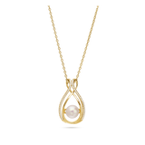 Collar colgante, Bañado en oro, Zirconia cúbica artificial, Perla cultivada