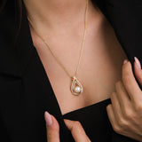 Collar colgante, Bañado en oro, Zirconia cúbica artificial, Perla cultivada