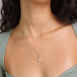Collar colgante, Bañado en oro, Zirconia cúbica artificial, Perla cultivada