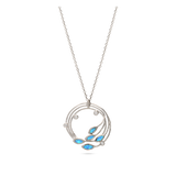 Collar colgante, Plata 925 bañada en rodio, Zirconia cúbica artificial, Ópalo artificial