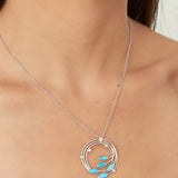 Collar colgante, Plata 925 bañada en rodio, Zirconia cúbica artificial, Ópalo artificial
