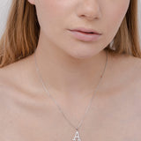 Collar colgante, Plata 925 bañada en rodio, Zirconia cúbica artificial