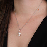 Collar colgante, Plata de Ley 925, Zirconia cúbica artificial, Perla cultivada