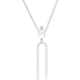 Collar colgante, Plata 925 bañada en rodio, Zirconia cúbica artificial, Perla sintética