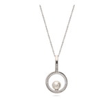 Collar colgante, Plata 925 bañada en rodio, Zirconia cúbica artificial, Perla sintética
