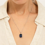 Collar colgante, Plata 925 bañada en rodio, Vidrio de plomo
