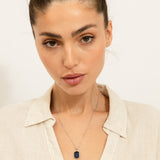 Collar colgante, Plata 925 bañada en rodio, Vidrio de plomo