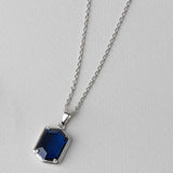Collar colgante, Plata 925 bañada en rodio, Vidrio de plomo