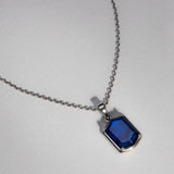 Collar colgante, Plata 925 bañada en rodio, Vidrio de plomo