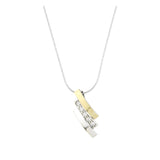 Collar colgante, Plata 925 con oro 9k, Zirconia cúbica artificial