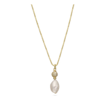 Collar colgante, Bañado en oro, Zirconia cúbica artificial, Perla cultivada