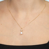 Collar colgante, Bañado en oro, Zirconia cúbica artificial, Perla cultivada