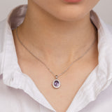 Collar colgante, Plata 925 bañada en rodio, Zirconia cúbica artificial