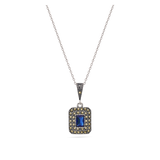 Collar colgante, Plata 925 bañada en rodio, Zirconia cúbica artificial, Marcasita artificial