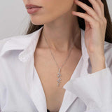 Collar colgante, Plata 925 bañada en rodio, Zirconia cúbica artificial