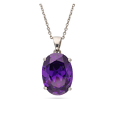 Collar colgante, Plata 925 bañada en rodio, Zirconia cúbica artificial