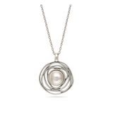 Collar colgante, Plata 925 bañada en rodio, Perla Swarovski artificial