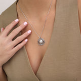 Collar colgante, Plata 925 bañada en rodio, Perla Swarovski artificial