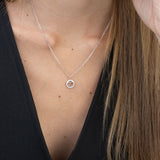 Collar colgante, Plata 925 bañada en rodio, Zirconia cúbica artificial