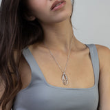 Collar colgante, Plata 925 bañada en rodio, Zirconia cúbica artificial