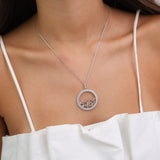 Collar colgante, Plata 925 bañada en rodio, Zirconia cúbica artificial