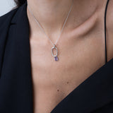 Collar colgante, Plata 925 bañada en rodio, Zirconia cúbica artificial
