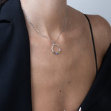 Collar colgante, Plata 925 bañada en rodio, Zirconia cúbica artificial