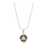 Collar colgante, Plata 925 con oro 9k, Zirconia cúbica artificial, Perla cultivada