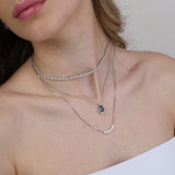 Collar colgante, Plata 925 bañada en rodio, Zirconia cúbica artificial