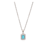 Collar colgante, Plata 925 bañada en rodio, Zirconia cúbica artificial