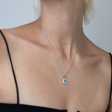 Collar colgante, Plata 925 bañada en rodio, Zirconia cúbica artificial