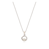 Collar colgante, Plata 925 bañada en rodio, Zirconia cúbica artificial, Perla cultivada