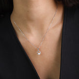 Collar colgante, Plata 925 bañada en rodio, Zirconia cúbica artificial, Perla cultivada