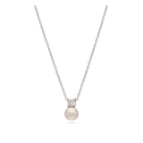 Collar colgante, Plata 925 bañada en rodio, Zirconia cúbica artificial, Perla cultivada