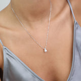 Collar colgante, Plata 925 bañada en rodio, Zirconia cúbica artificial, Perla cultivada