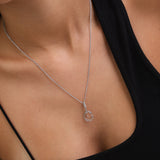 Collar colgante, Plata 925 bañada en rodio, Zirconia cúbica artificial
