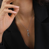 Collar colgante, Plata 925 bañada en rodio, Zirconia cúbica artificial