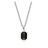 collar de hombre, Acero inoxidable, Ónix artificial