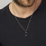collar de hombre, Acero inoxidable, Ónix artificial