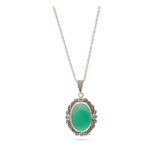 Collar colgante, Plata 925 bañada en rodio, Ágata artificial, Marcasita artificial