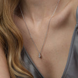 Collar colgante, Plata 925 bañada en rodio, Zirconia cúbica artificial