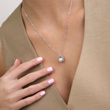 Collar colgante, Plata 925 bañada en rodio, Zirconia cúbica artificial, Esmalte, Perla Swarovski artificial