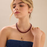 Collar colgante, Bañado en oro, Zirconia cúbica artificial, Ágata artificial, Piedra lunar artificial