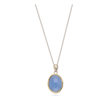 Collar colgante, Plata 925 con oro 9k, Calcedonia artificial