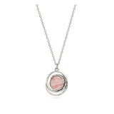 Collar colgante, Plata 925 bañada en rodio, Cuarzo cereza artificial