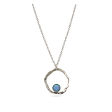 Collar colgante, Plata 925 bañada en rodio, Ópalo artificial